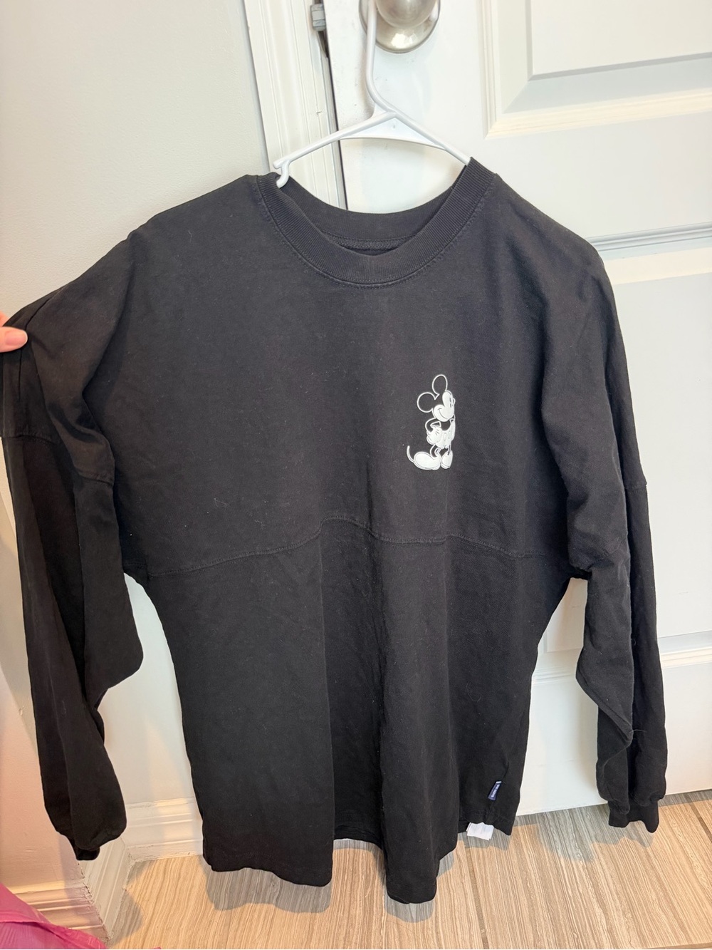Disney Black Long-Sleeve Hoodie-Style Sweatshirt with White Mickey Graphic